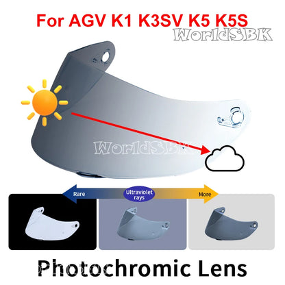 Photochromic Visor for AGV K1 K3SV K5 K5S Helmet Shield Auto Tint Lens