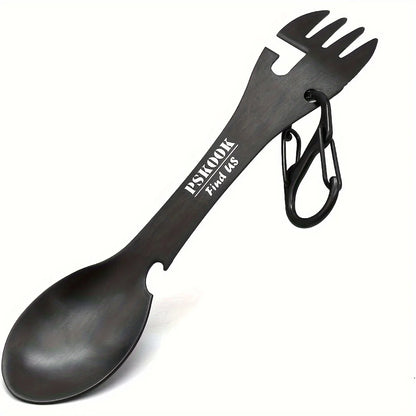 Pskook Outdoor Survival Camping EDC Multi-functional Fork Spoon Bottle Opener