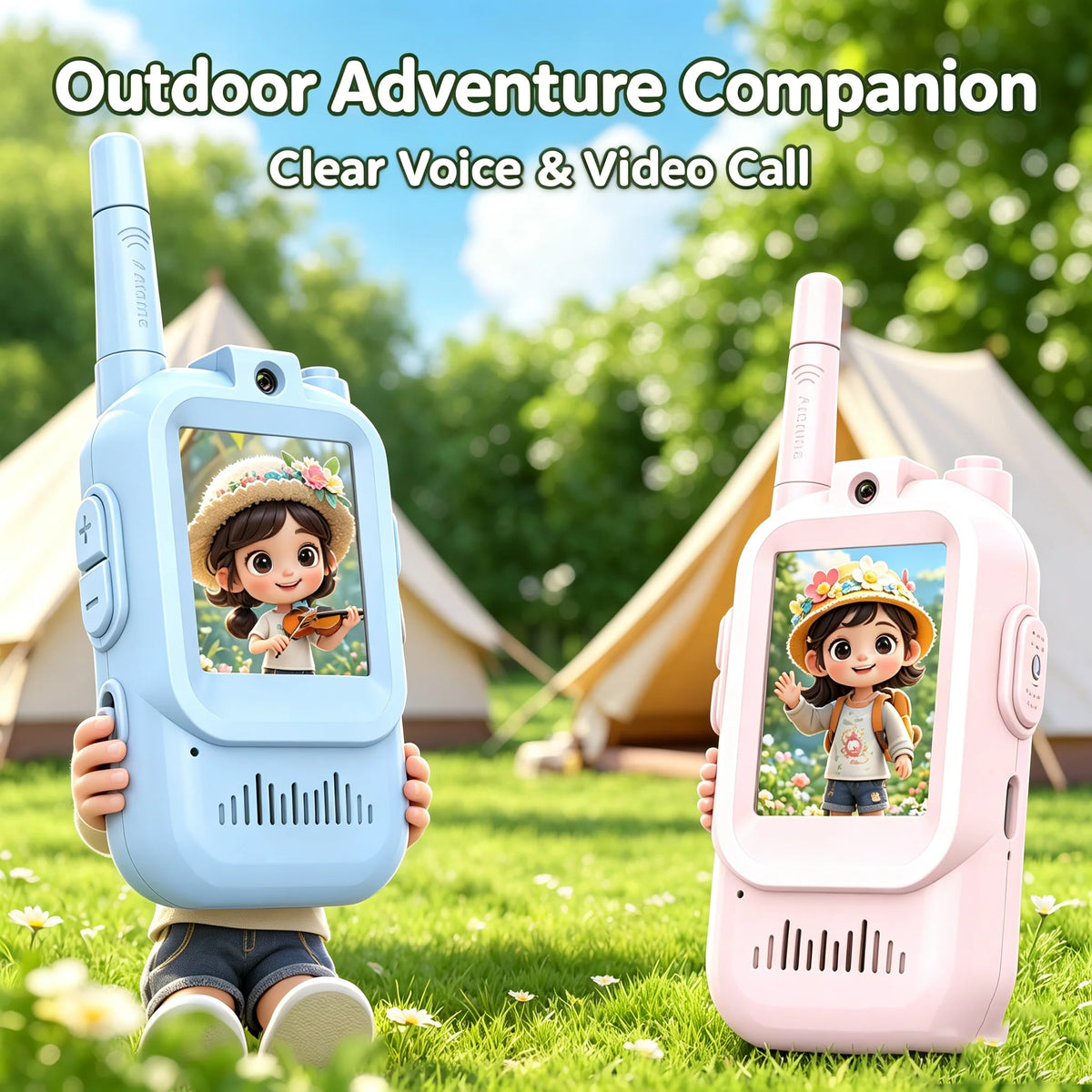 2PCS Kids Video Walkie Talkies USB Intercom Toys Ages 3-12 Outdoor Fun