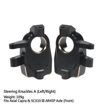 Black Brass Steering Knuckle Portal Cover Weights for Axial Capra SCX10 III
