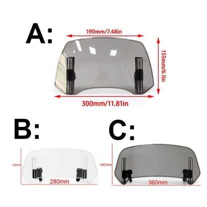 Adjustable Motorcycle Windscreen Spoiler Windshield Height Extension Clip-On