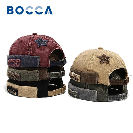 Adjustable Letter Caps Vintage Style Brimless Docker Beanie Hat