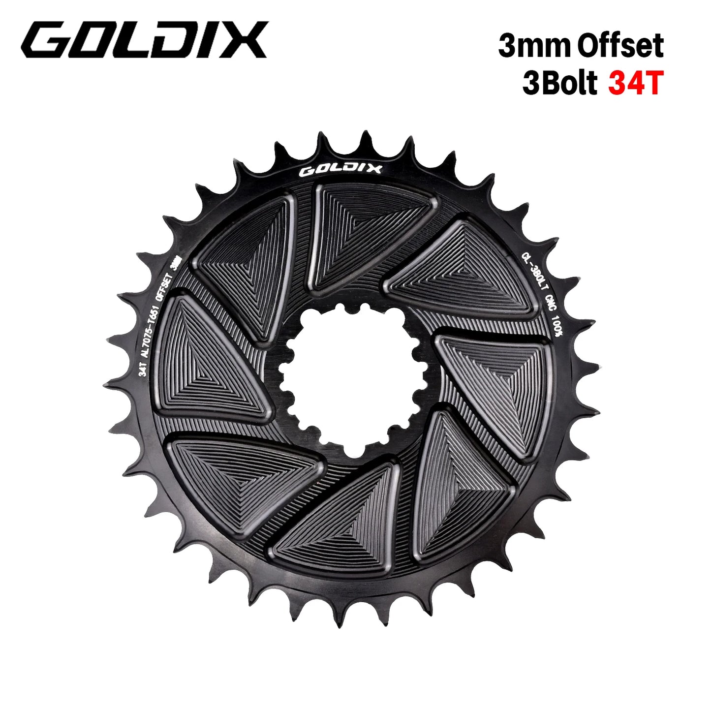 GOLDIX 3-Bolt AERO Chainring Narrow Wide CNC for SRAM Crankset Hollow Cut