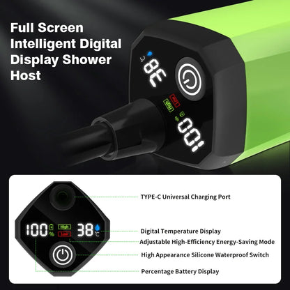 Portable Camping Shower Pump 6000mAh Electric Outdoor RV Intelligent Display