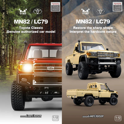 ZWN MN82 1:12 Retro Rc Car With LED Lights Full-scale Simulation LC79 Professional 4WD Remote Control Pickup RC Truck Model Toys-EXPROTAS