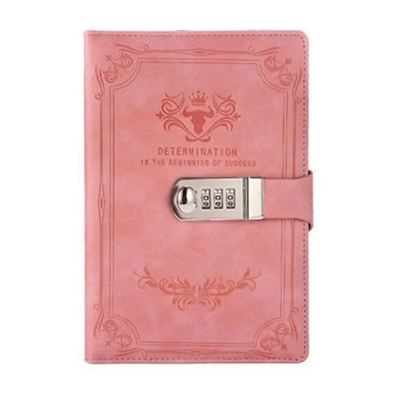 A5 Retro Password Book with Lock 200 Pages Diary Notepad Journal Ledger