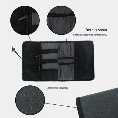 Electronic Organizer Cord Pouch, Travel Cable Charger Phone Accessories Bag Organizer Roll up Tech Carrying Case for USB Cables-EXPROTAS