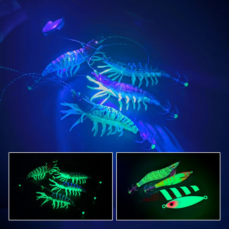 Squid Jig Hook UV Flashlight 395nm Fishing Lure Detection Light
