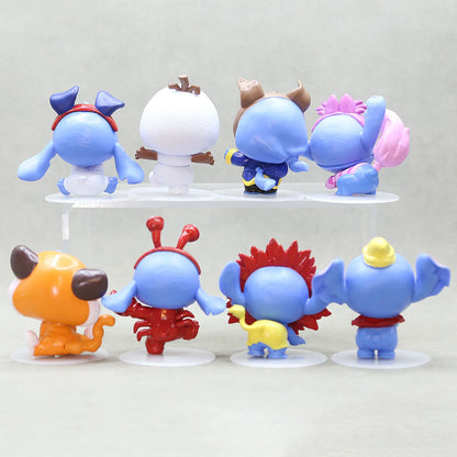 8pcs Stitch 100th Anniversary Figure Set 7.5cm Collectible Models