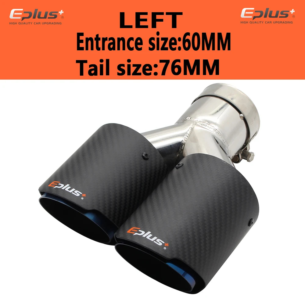 EPLUS Car Carbon Fiber Matte Muffler Tip Y Shape Double Exit Exhaust Pipe Mufflers Nozzle Decoration Universal Stainless Blue-EXPROTAS