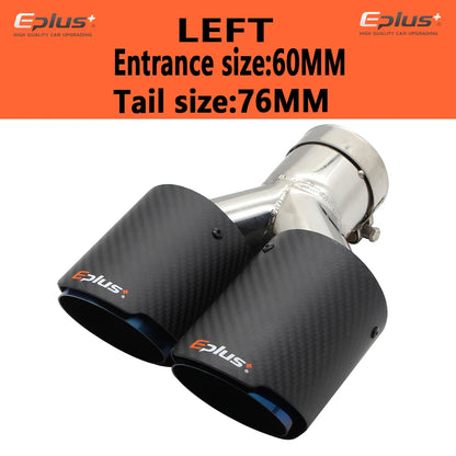 EPLUS Car Carbon Fiber Matte Muffler Tip Y Shape Double Exit Exhaust Pipe Mufflers Nozzle Decoration Universal Stainless Blue-EXPROTAS