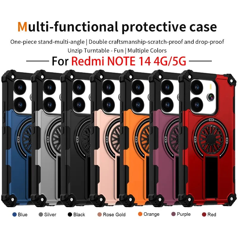 Redmi Note 14 4G 5G Pro Plus Magnetic Stand Armour Shockproof Hard Case