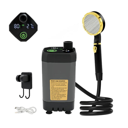 Portable Camping Shower Pump 6000mAh Electric Outdoor RV Intelligent Display