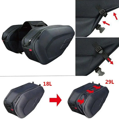 Motorcycle Saddle Bag Waterproof Riding Travel Bag with Rain Cover One Pair Short Eye-Catching Design for Motorbike Helmet