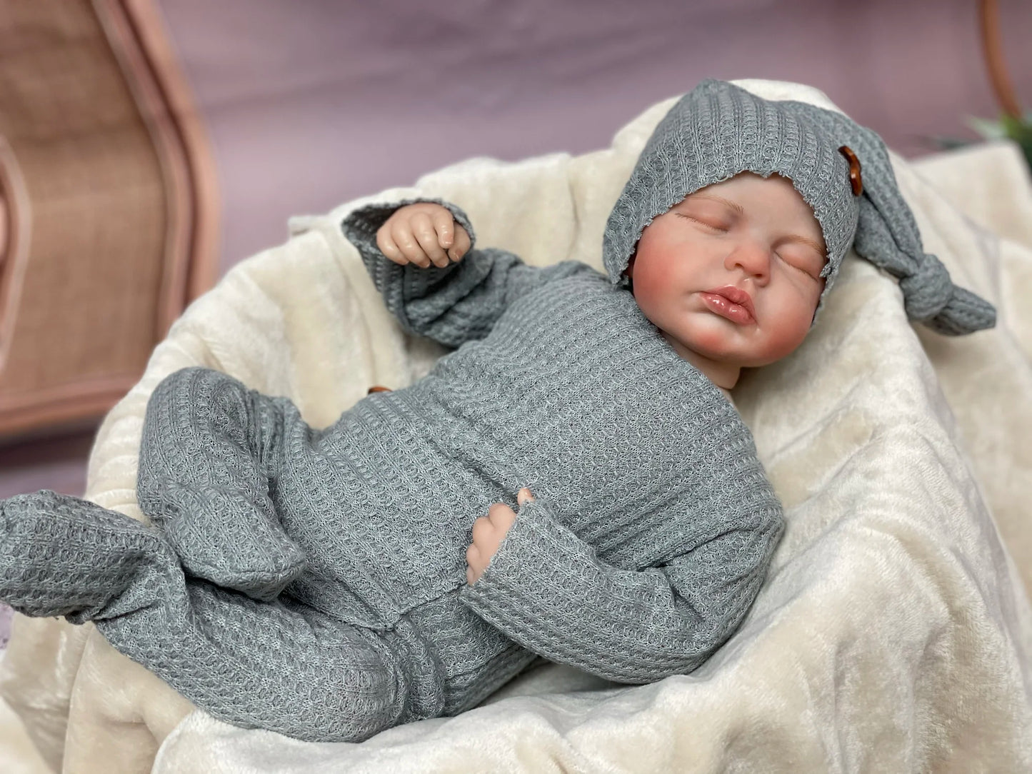 48cm Loulou Twins Reborn Baby Dolls Painted Hair Bebe Doll Set