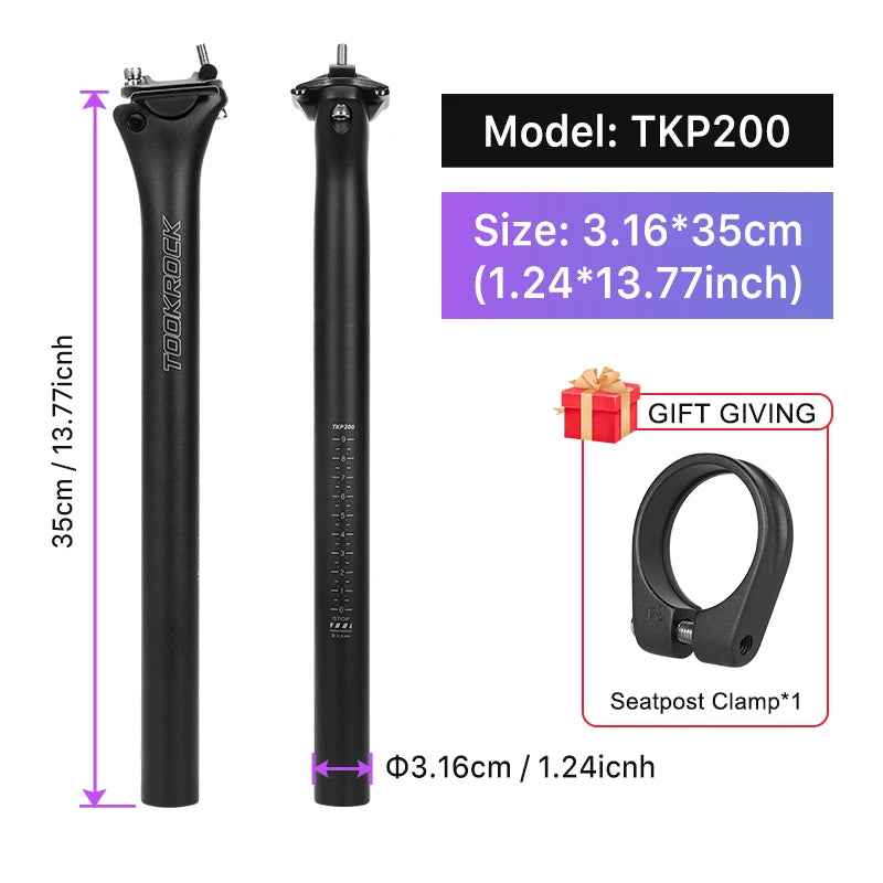 MTB Road Bike Carbon Seatpost 27.2/31.6mm 400mm Toseek Fibre Post