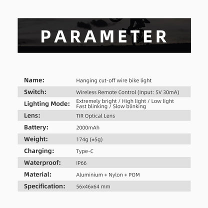Wireless Remote Bike Headlight 1600 Lumen GoPro Hanging Light Reflector