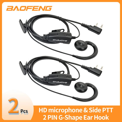 2pcs Pin Headset Earpiece Mic for Baofeng Walkie Talkie PTT Radio