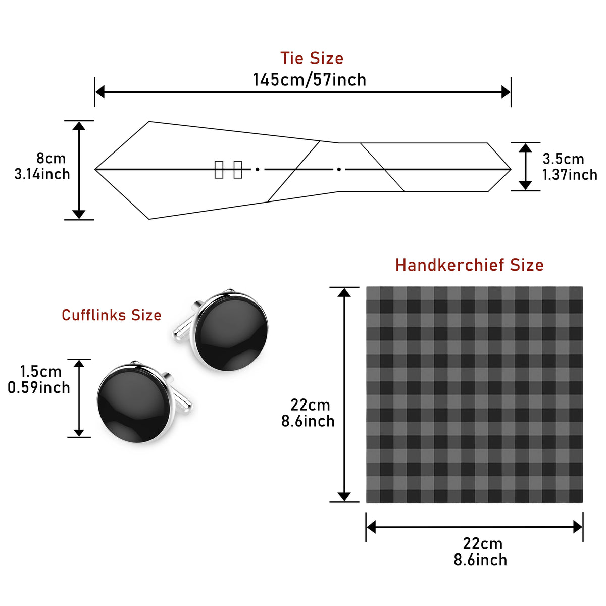 EXPROTAS Tie Pocket Square 8cm Wedding Formal Men’s Accessories