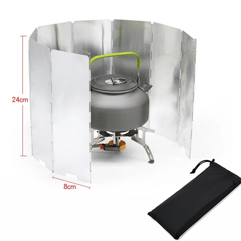 Wind Shield Foldable 8/9/10 Plates Gas Stove Outdoor Camping Cooking Screen