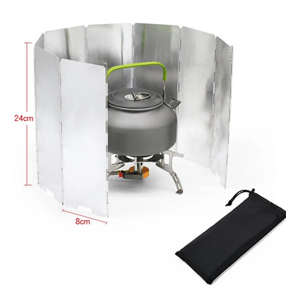 Wind Shield Foldable 8/9/10 Plates Gas Stove Outdoor Camping Cooking Screen