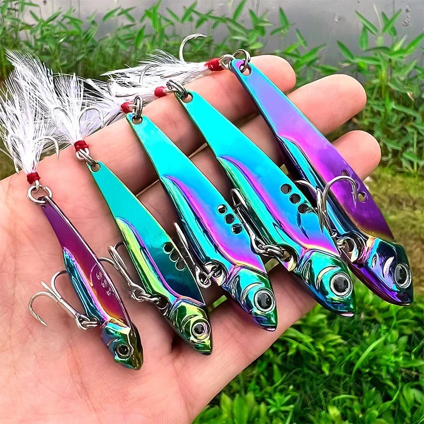 5Pcs Metal Vib Blade Fishing Lures Sinking Spinner Baits for Pike Bass Perch