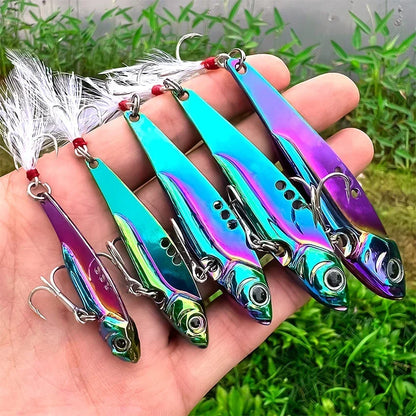 5Pcs Metal Vib Blade Fishing Lures Sinking Spinner Baits for Pike Bass Perch