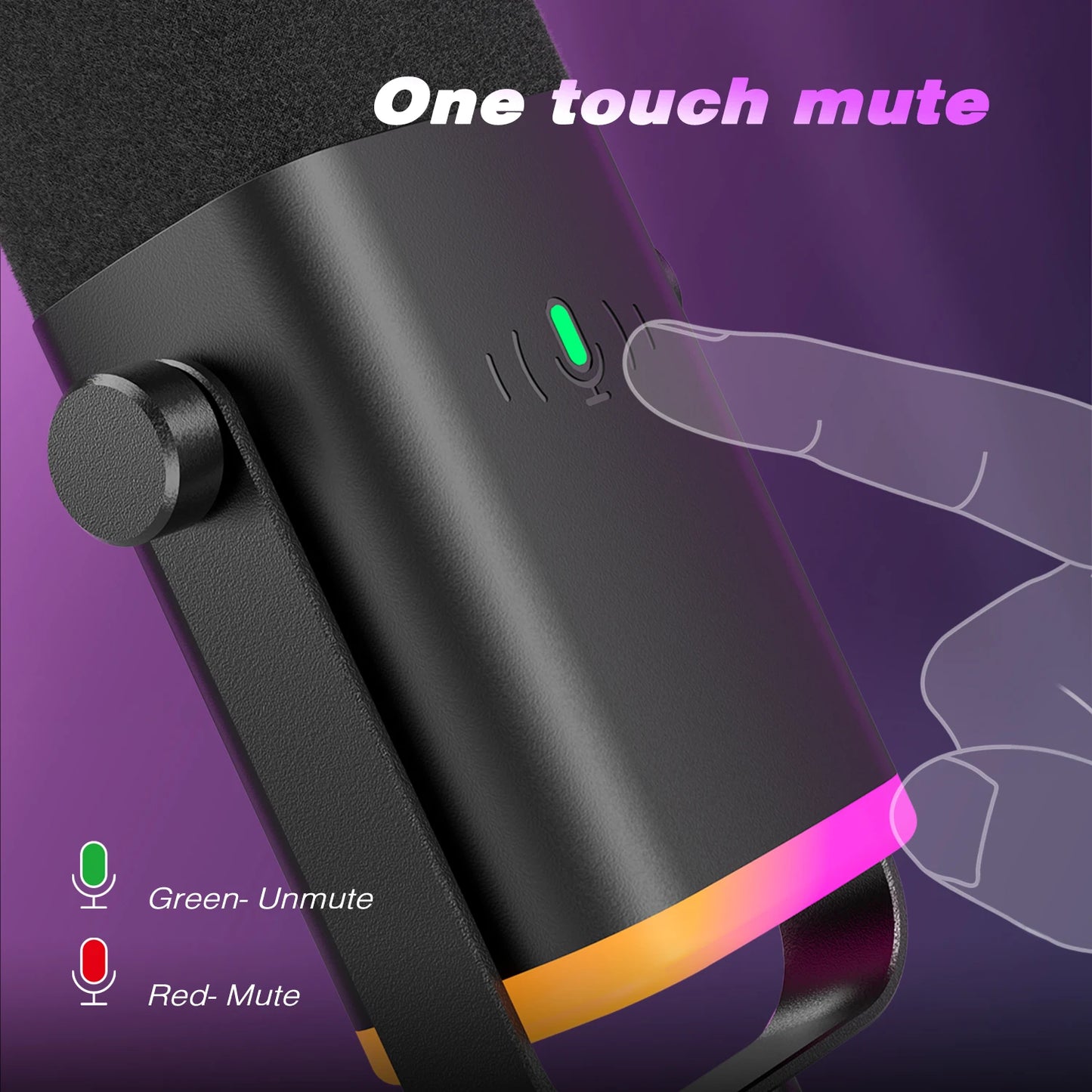 FIFINE Ampligame AM8 USB/XLR Dynamic Microphone Touch Mute Headphone Jack I/O Controls for PC PS4 PS5 Mixer