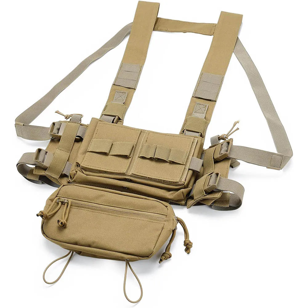 MOLLE Chest Rig Dangler Pouch Camo Vest Tactical Hunting Airsoft Training Bag