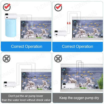 Oxygen Pump USB Rechargeable Portable Air Pump for Fish Tank Aquarium 6000mAh