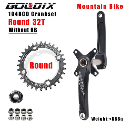 GOLDIX MTB Crankset 104BCD with Narrow Wide Chainring Round or Oval Options - EXPROTAS