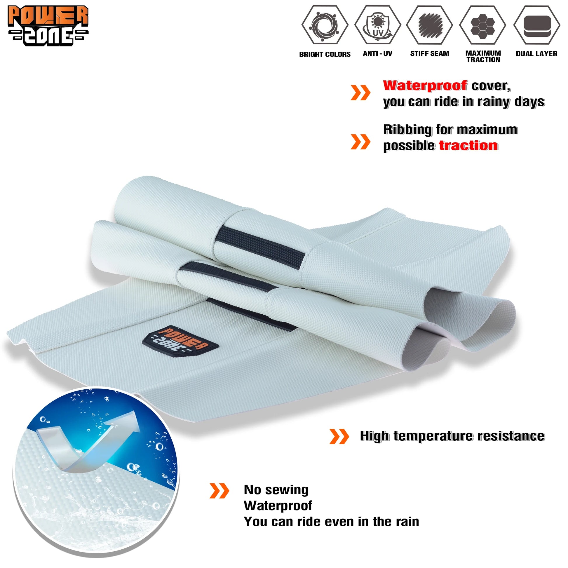 Powerzone Universal Seat Cover Soft Waterproof Non-slip Ribbed Motorcycle Seat Cover For SXF EXC KXF CRF YZF WR TC TE - EXPROTAS