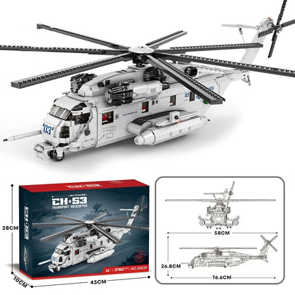 2192PCS CH-53E Transport Helicopter Building Blocks Army Plane Military Fighter Model Assembly Bricks Kids DIY Toys Holiday Gift-EXPROTAS