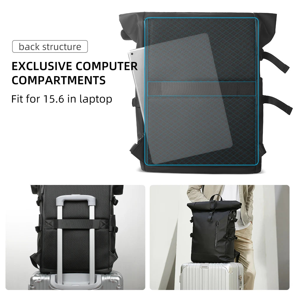 15.6" Laptop Bag Waterproof Expandable Travel Backpack USB Cycling Hiking Men