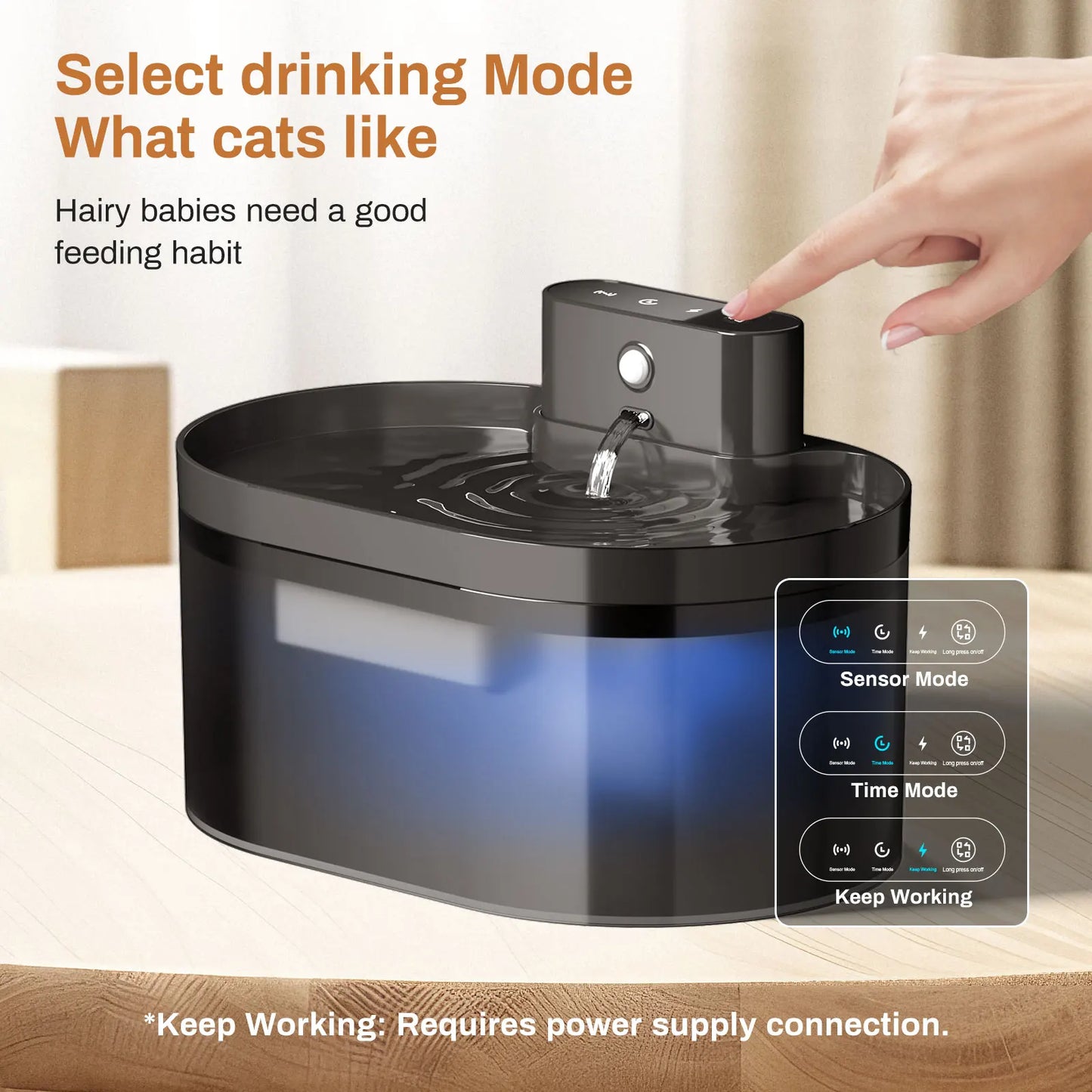 2.2L Automatic Pet Water Fountain Induction Cat Dog Silent Drinking Bowl