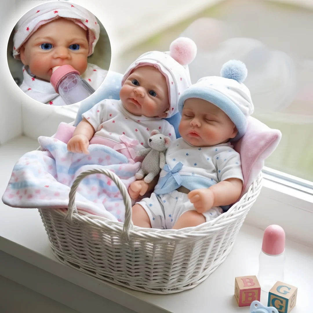 13 Inch Silicone Reborn Girl Boy Doll Open Mouth Washable Painted Skin Soft