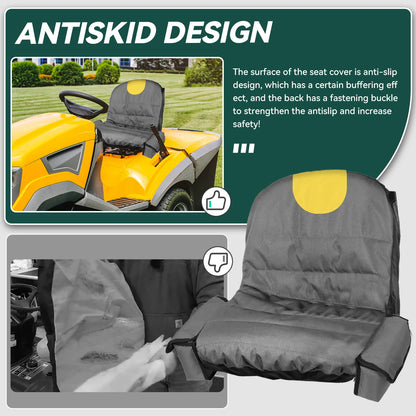 Waterproof Lawn Mower Seat Cover UV Resistant Tractor Protector + Pockets