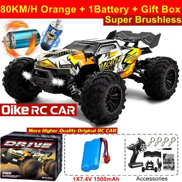 EXPROTAS 4WD Off Road Remote Control RC Car 80KM/H Brushless 1:16 Scale