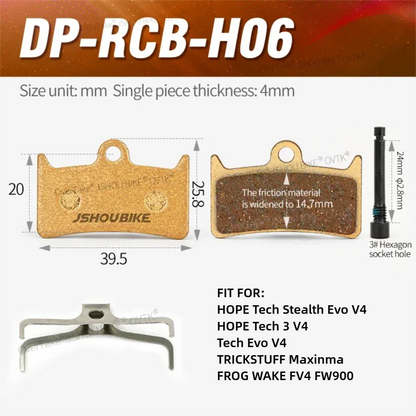 JSHOUBIKE Hydraulic Disc Brake Pads for Hope Tech 3 V4 Stealth Evo V4 Maxima