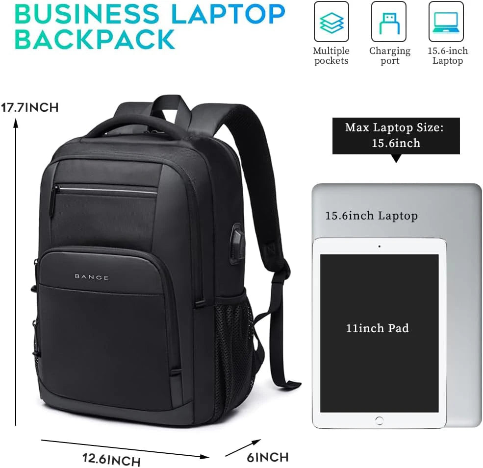 Waterproof Travel Bag Backpack USB Port Fits 15.6" Laptop Unisex