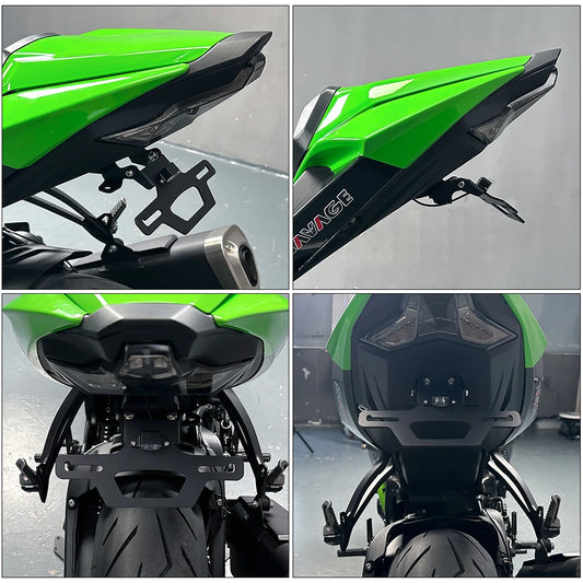 For Kawasaki ZX-6R ZX-636 Hidden License Plate Holder Tail Tidy LED Light 2024-2025