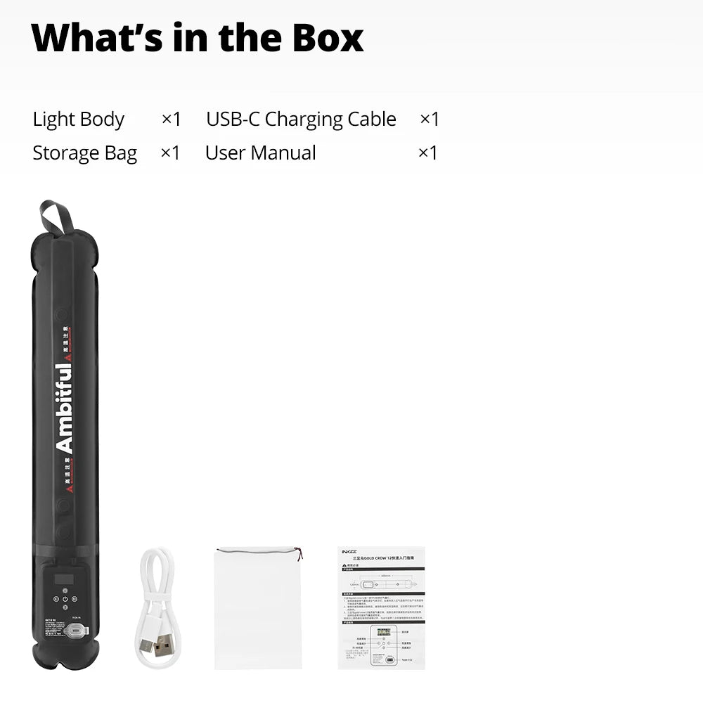 Ambitful GC12 Gold Crow 12W Inflatable LED Soft Light, 2700K-6500K Bi-Color Portable Photography Fill Light