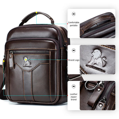 Men’s Crossbody Bag Retro Leather Shoulder Bag Fashion Top Layer Cowhide Satchel