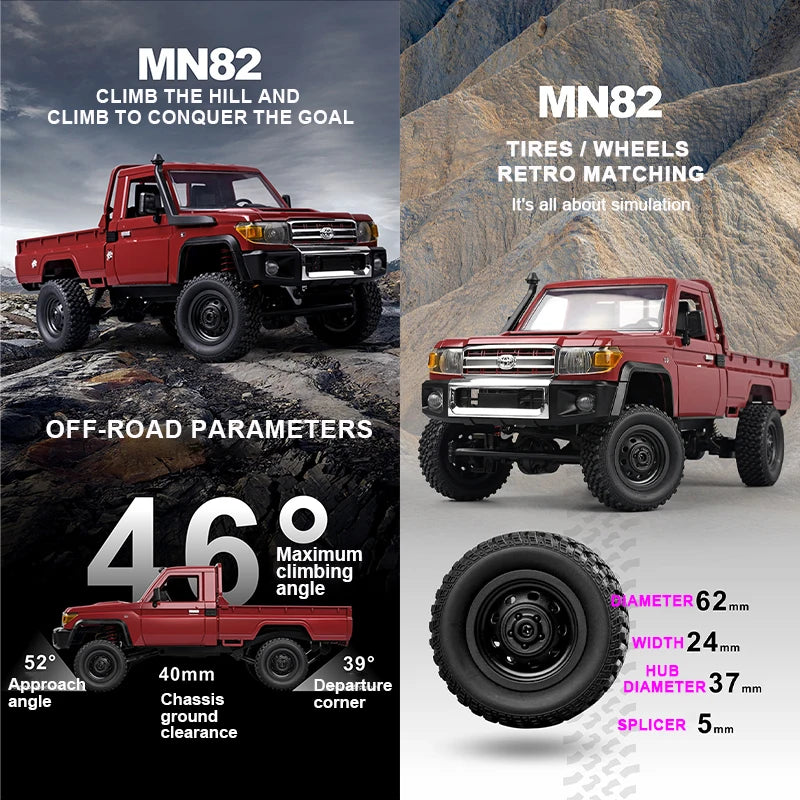 ZWN MN82 1:12 Retro Rc Car With LED Lights Full-scale Simulation LC79 Professional 4WD Remote Control Pickup RC Truck Model Toys-EXPROTAS