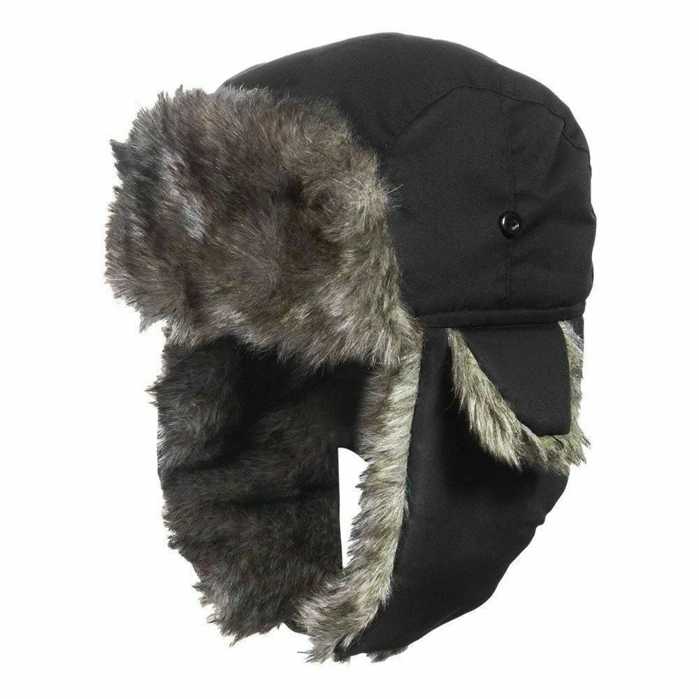 Winter Ushanka Trapper Hat Mens Russian Ear Flap Fur Cap