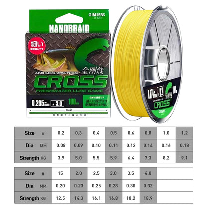 300M Braided PE Fishing Line 4 Strands Multifilament Carp Sea Fishing