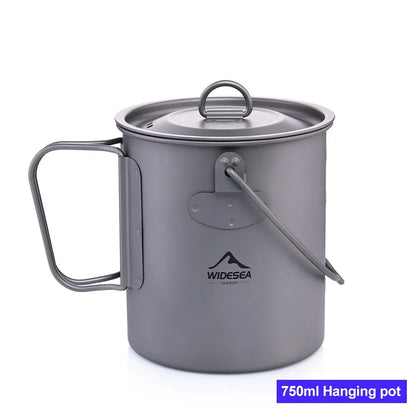 Widesea Camping Tableware Titanium Cookware Set Tourism Cauldron Outdoor Cooking Pot Frying Pan Picnic Kitchen Hiking Trekking-EXPROTAS