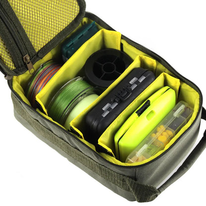 Fishing Tackle Bag Waterproof Portable Gear Case with 3 Dividers for Reels
