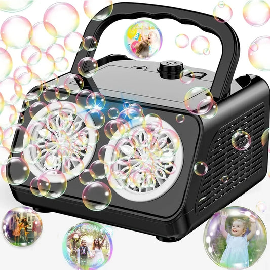 Automatic Bubble Machine Upgrade Bubble Blower with 2 Fans,50000+ Bubbles Per Minute Bubbles for Kids Portable Bubble Maker-EXPROTAS