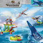 Jurassic Ocean Escape Ship Building Blocks MOC Mosasaurus Dinosaur Brick Set